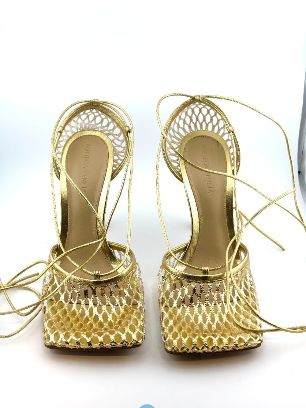 BRAND NEW BOTTEGA VENETA STRETCH MESH ANKLE TIE HEEL